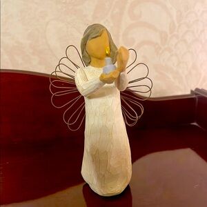 Angel Figurine with Wire Wings holding a candle —Angel of Hope